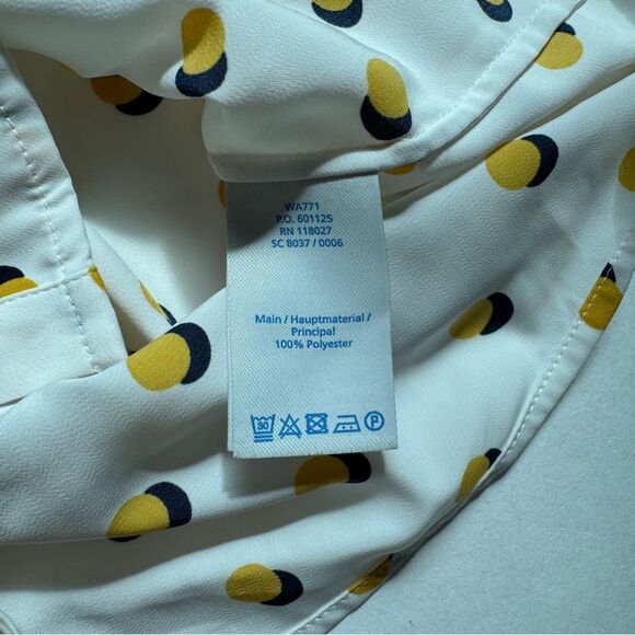 Boden Yellow Shadow Polka Dot Long Sleeve White Blouse Size 6 - Picture 6 of 6